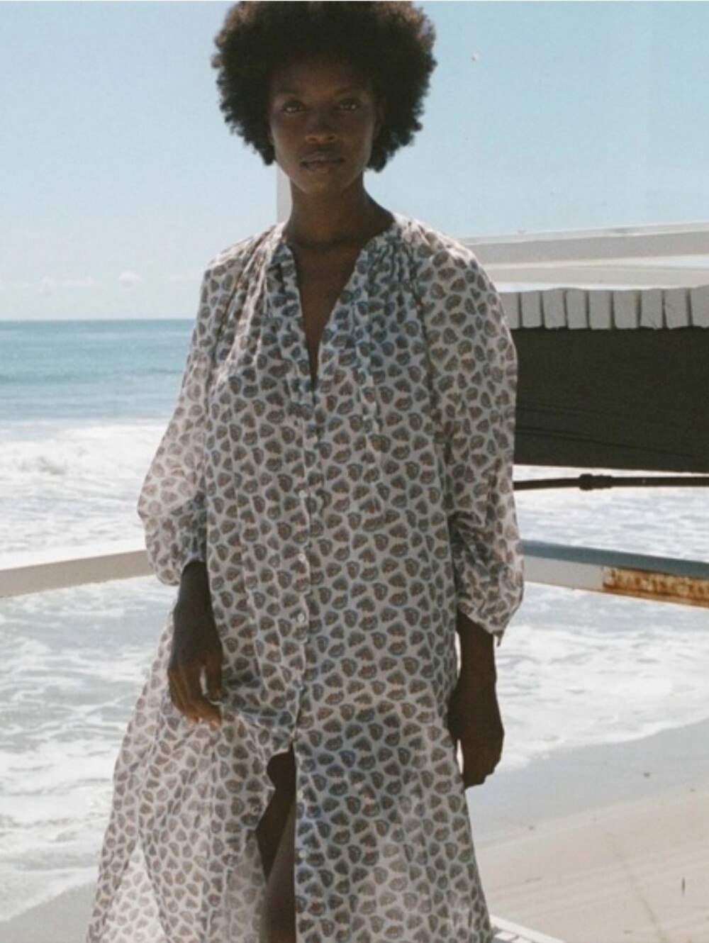 NWT Doen Johanna dress in sea salt bedford paisley, xsmall organic cotton